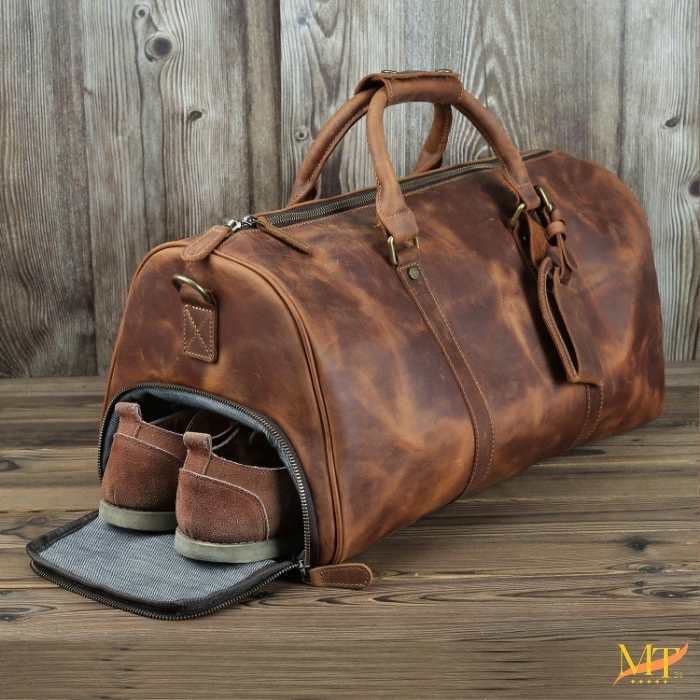 Leder Reisetasche aus Vollnarbenleder mit Schuhfach – Mein-Trendshop24